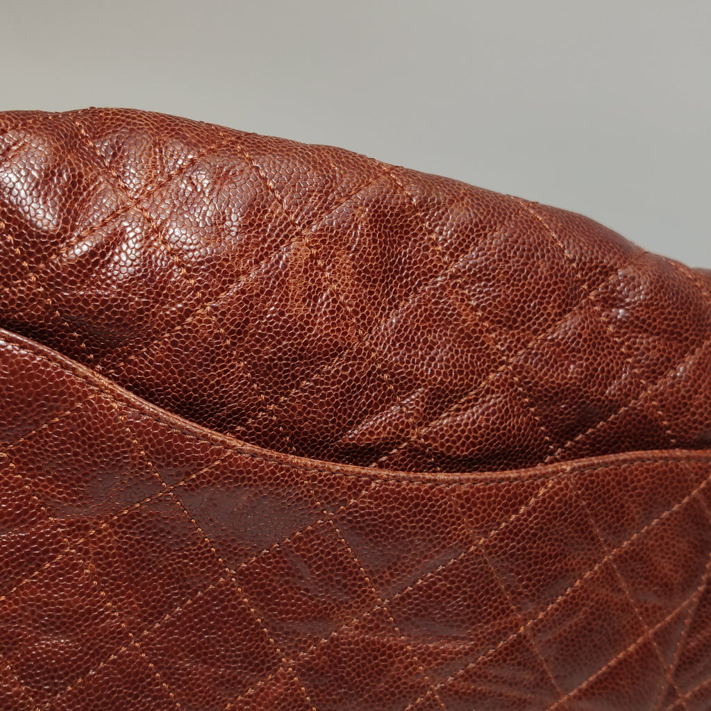 Chanel Maxi Elastic Flap Crumpled Caviar Rust