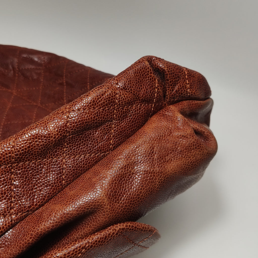 Chanel Maxi Elastic Flap Crumpled Caviar Rust