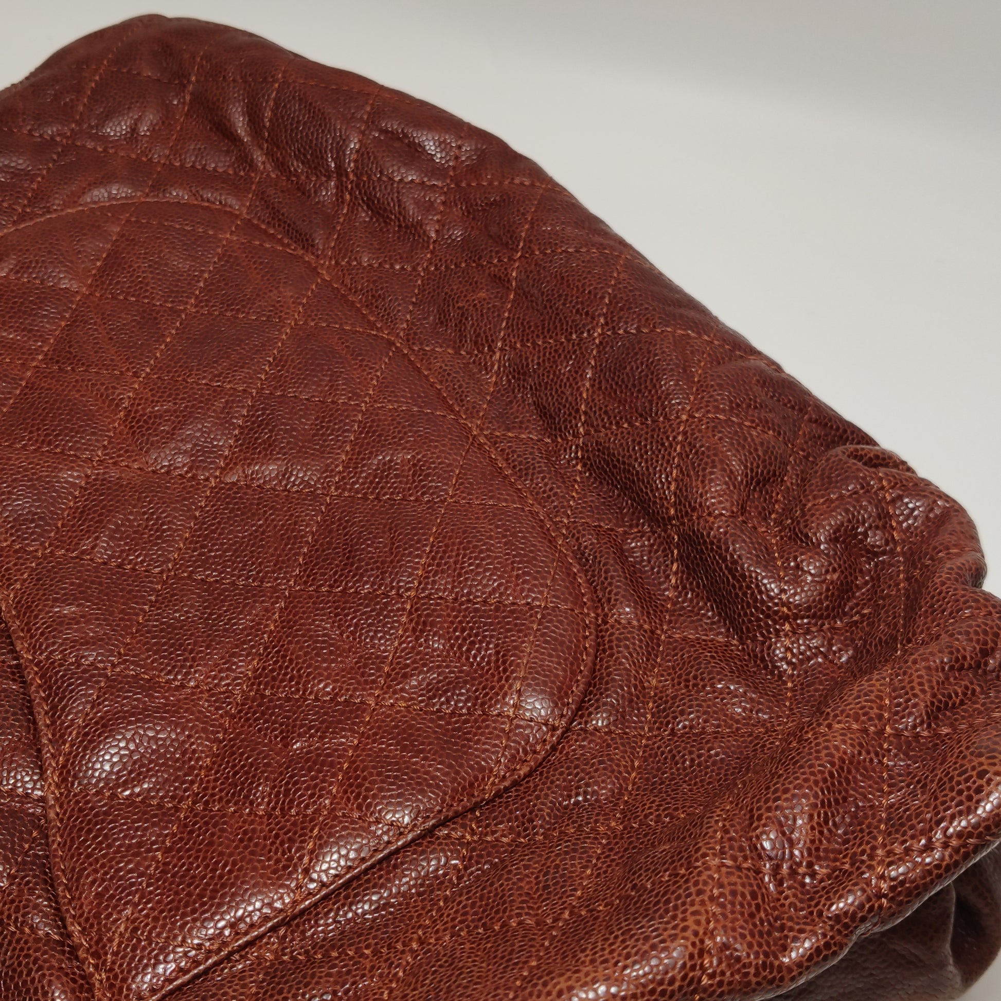 Chanel Maxi Elastic Flap Crumpled Caviar Rust