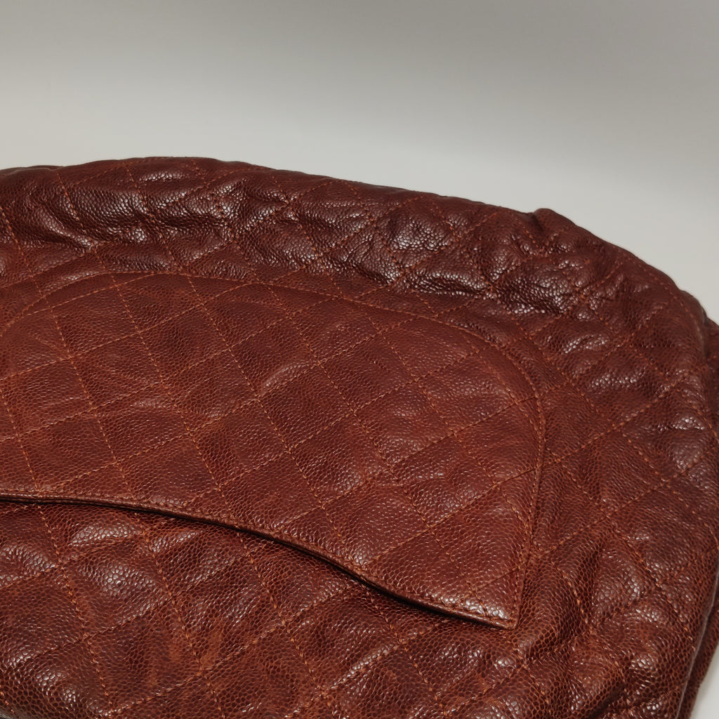 Chanel Maxi Elastic Flap Crumpled Caviar Rust