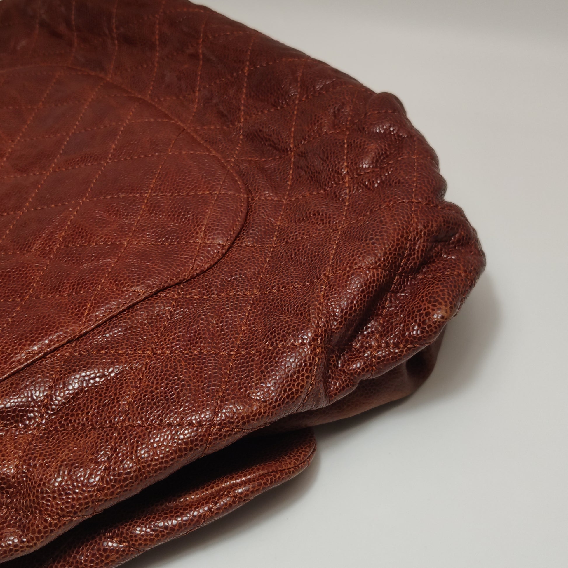 Chanel Maxi Elastic Flap Crumpled Caviar Rust