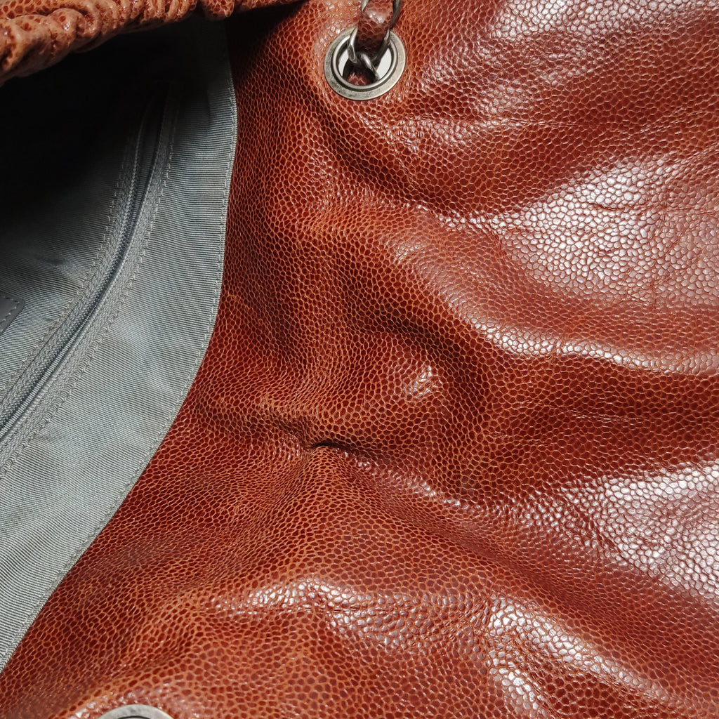 Chanel Maxi Elastic Flap Crumpled Caviar Rust