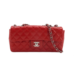 Chanel Single Flap Lambskin East West Red