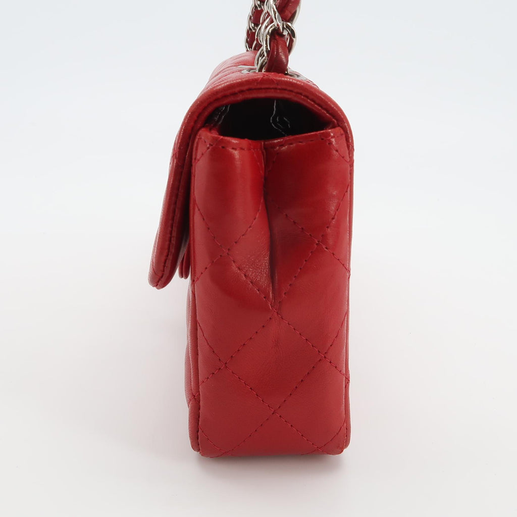 Chanel Single Flap Lambskin East West Red