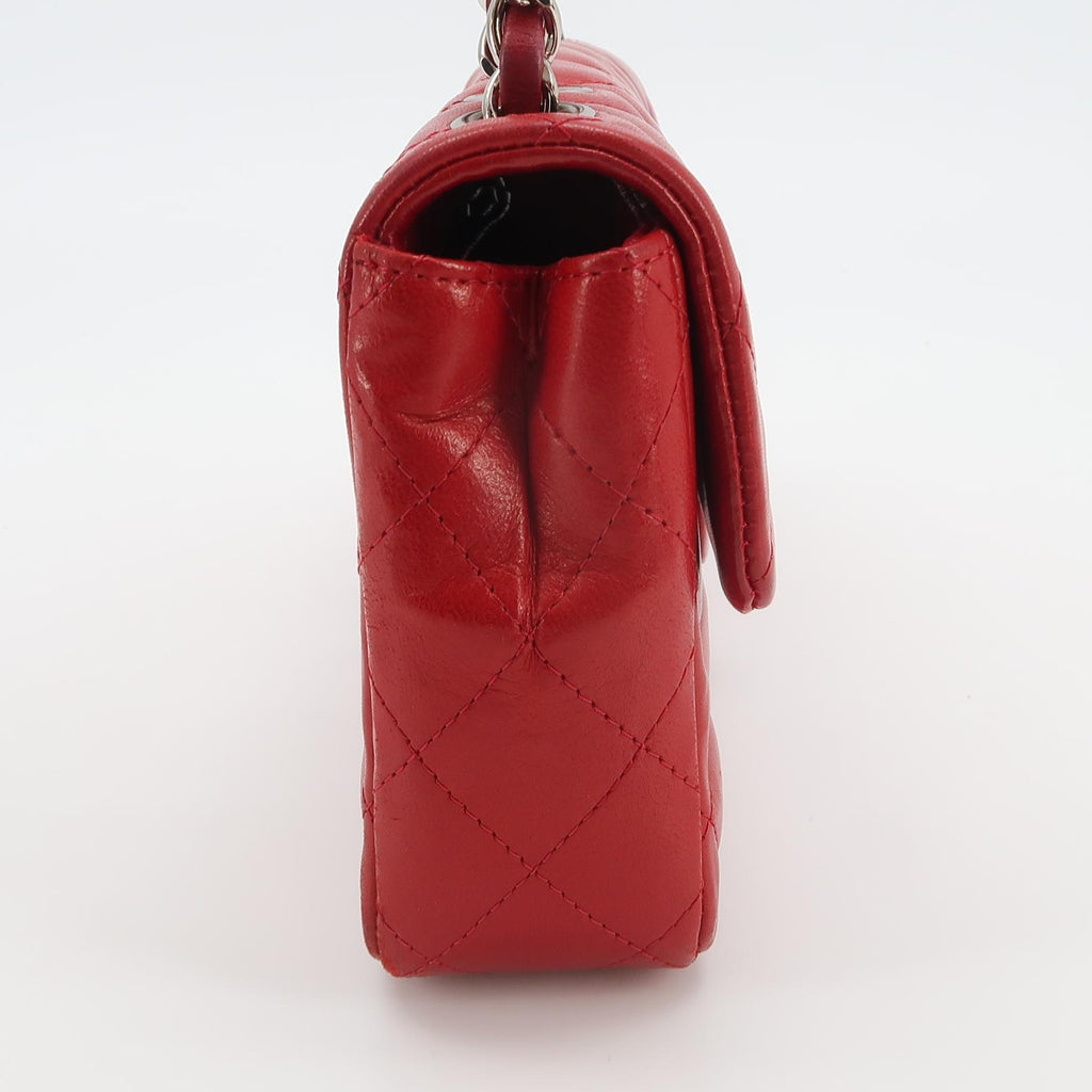 Chanel Single Flap Lambskin East West Red