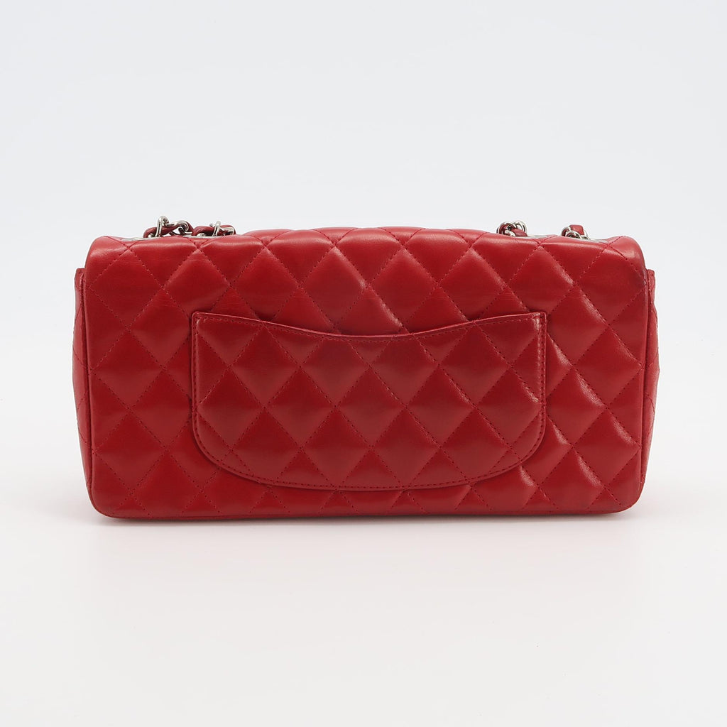 Chanel Single Flap Lambskin East West Red
