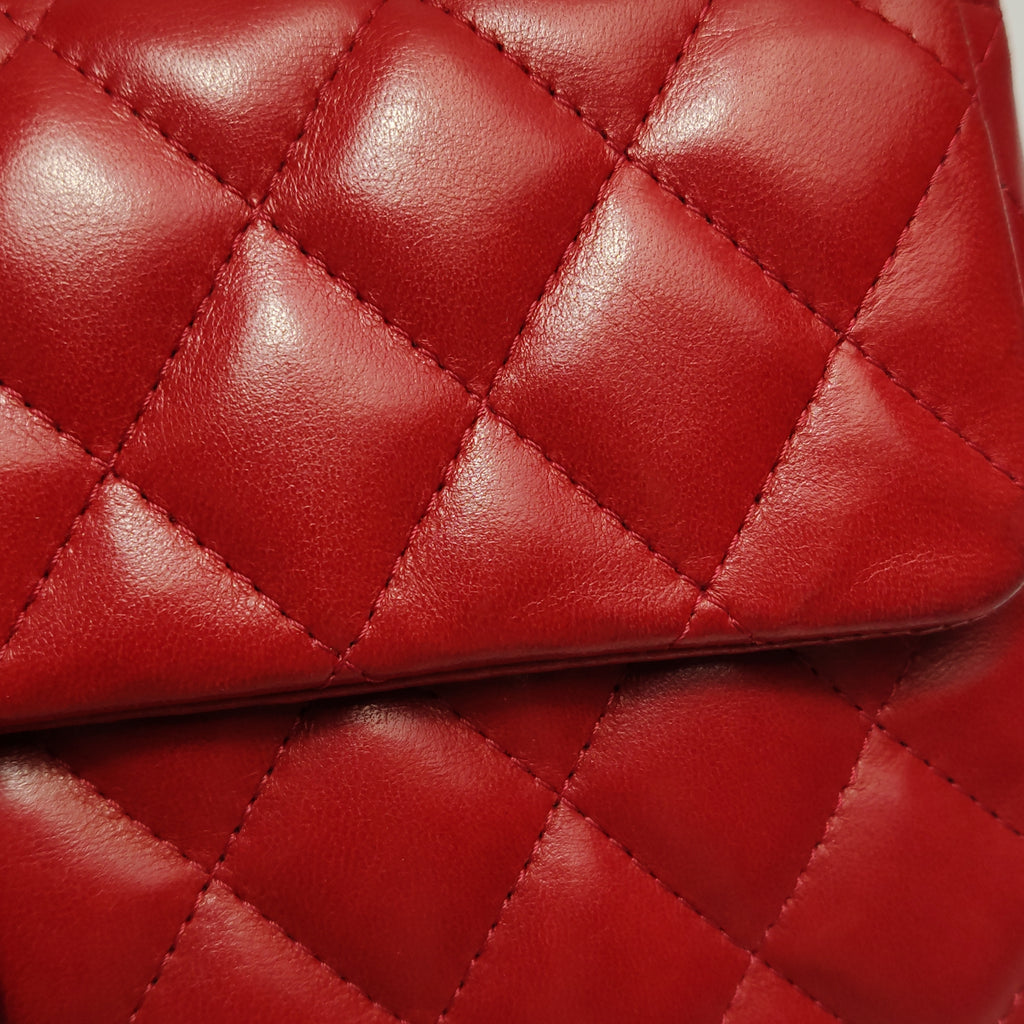 Chanel Single Flap Lambskin East West Red