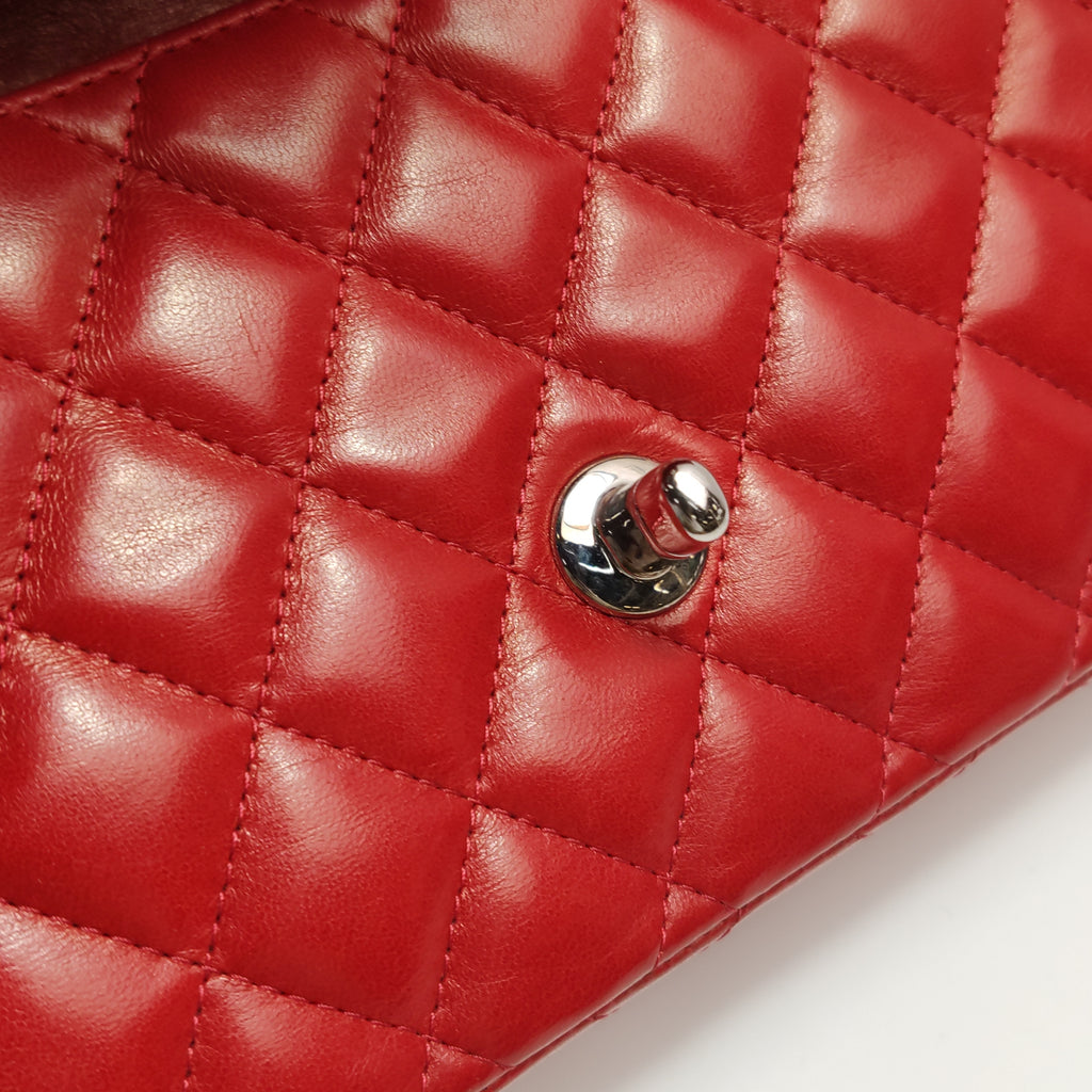 Chanel Single Flap Lambskin East West Red