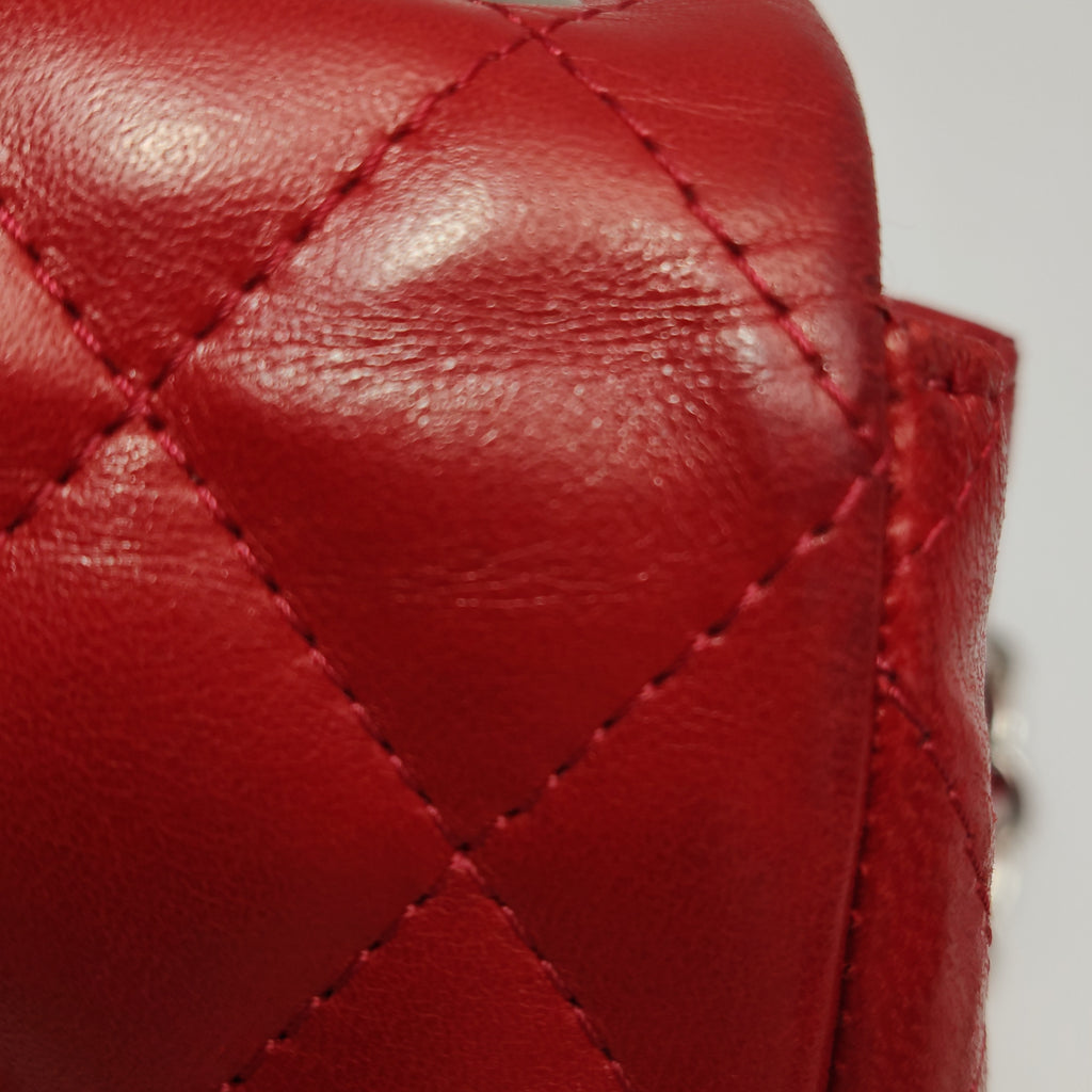 Chanel Single Flap Lambskin East West Red