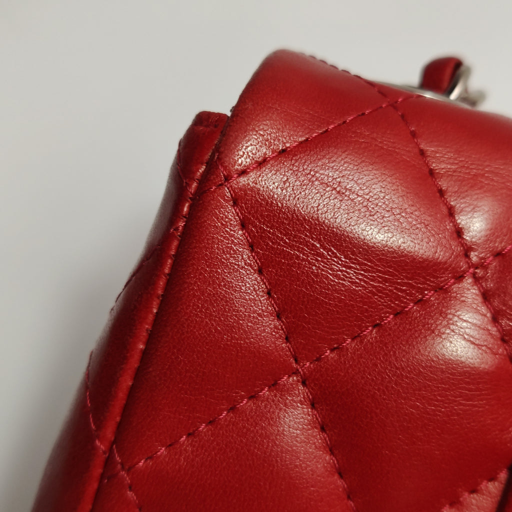 Chanel Single Flap Lambskin East West Red