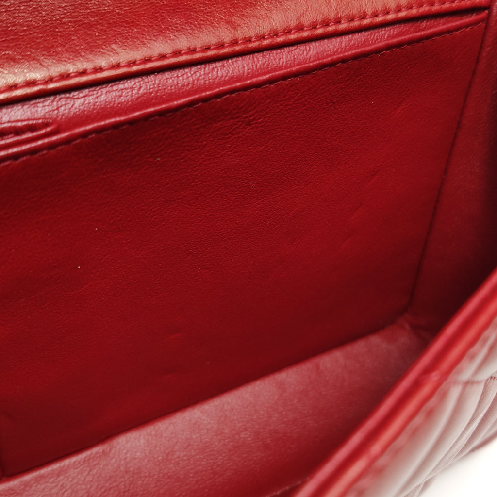 Chanel Single Flap Lambskin East West Red