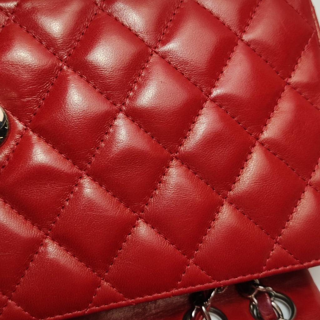 Chanel Single Flap Lambskin East West Red