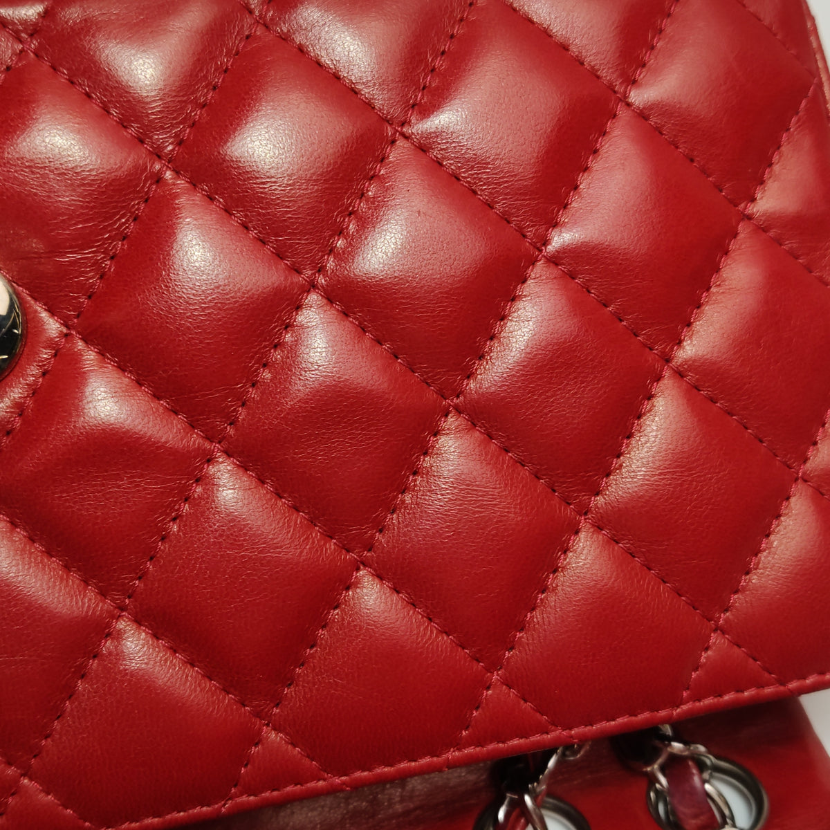Chanel Single Flap Lambskin East West Red