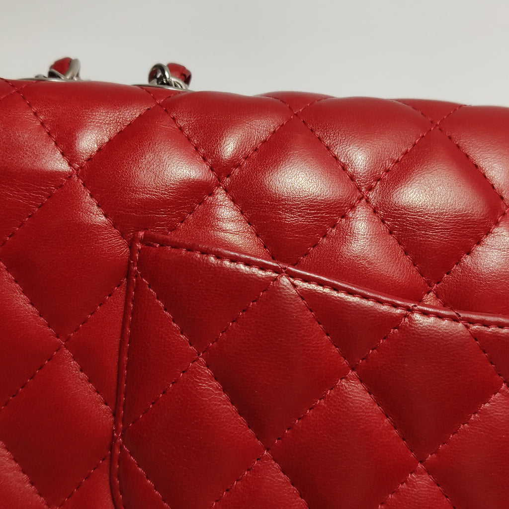 Chanel Single Flap Lambskin East West Red