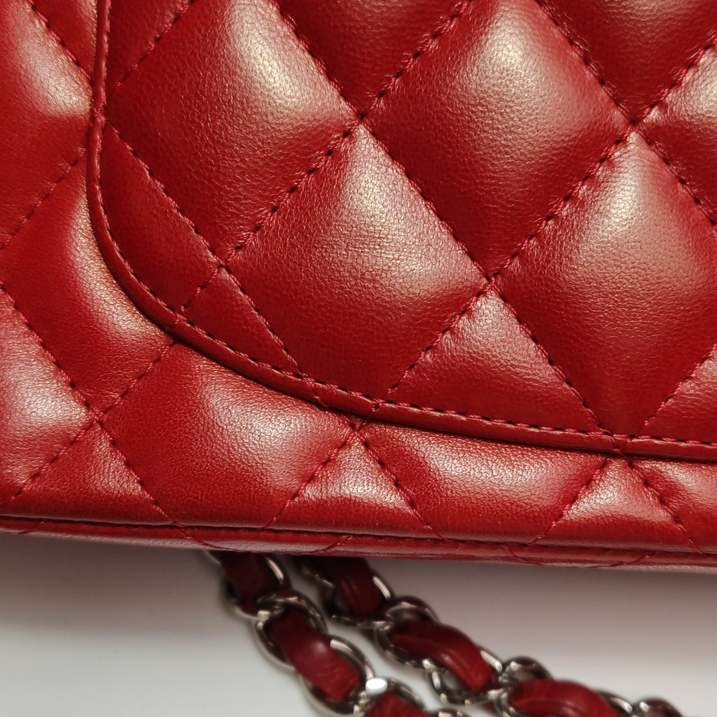 Chanel Single Flap Lambskin East West Red
