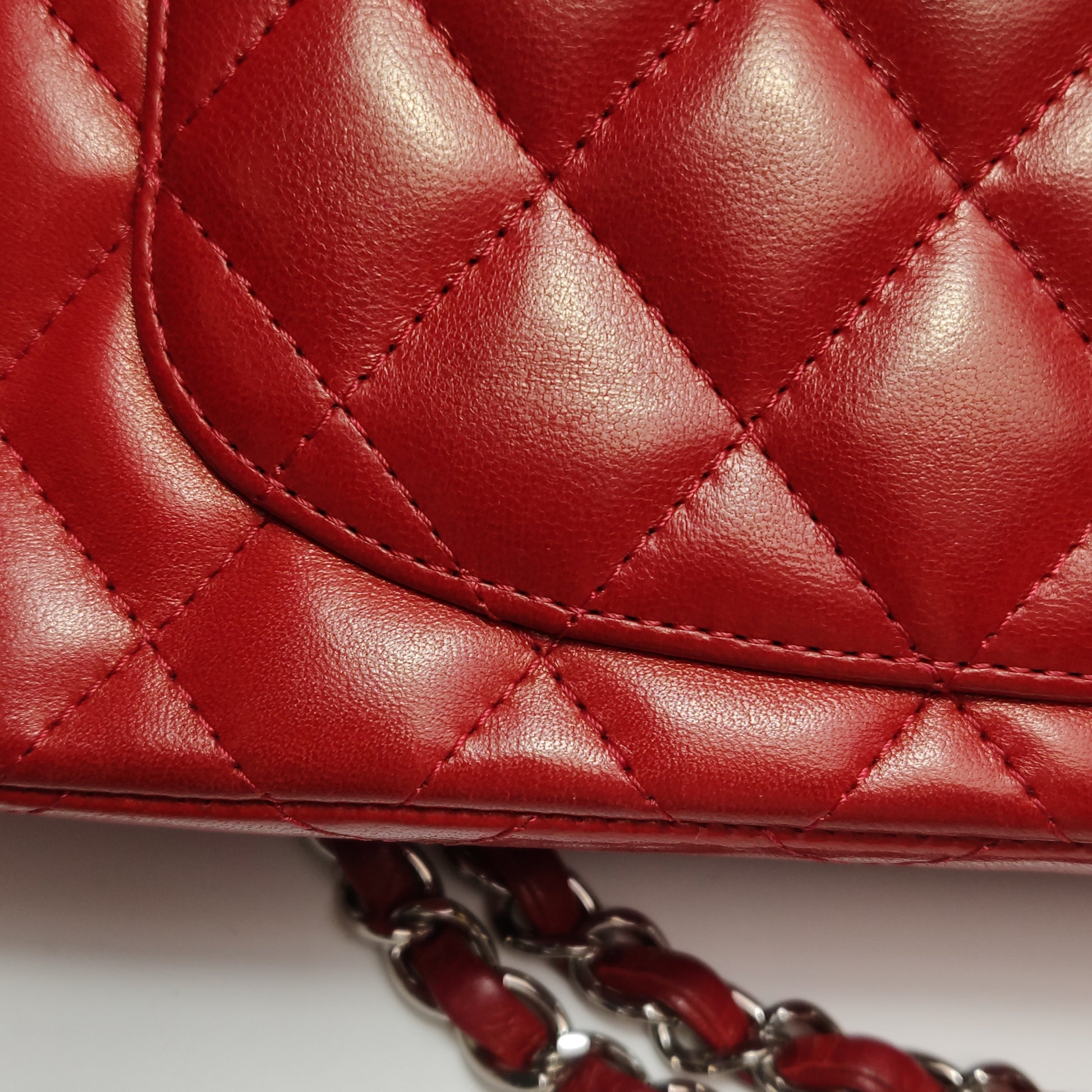 Chanel Single Flap Lambskin East West Red