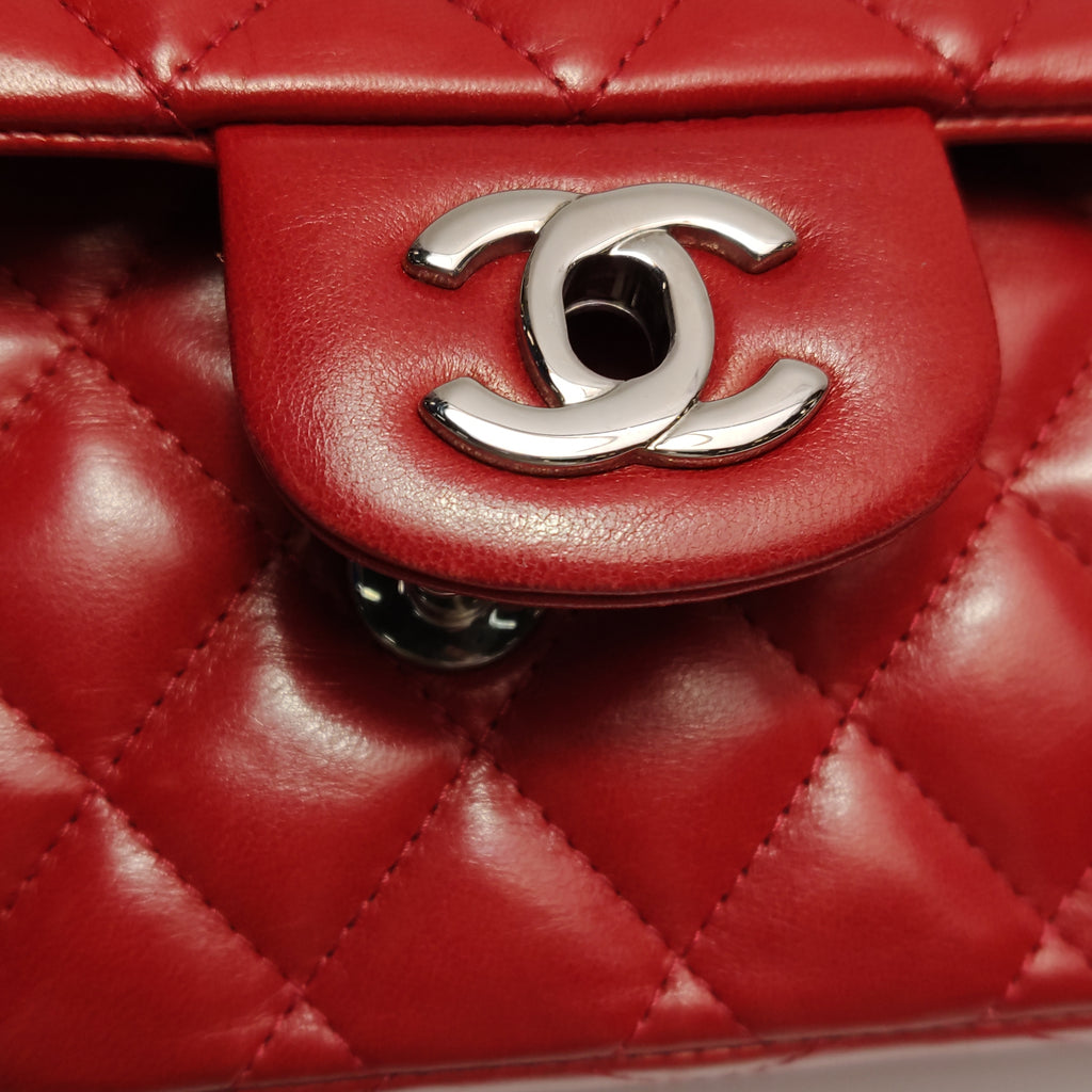 Chanel Single Flap Lambskin East West Red