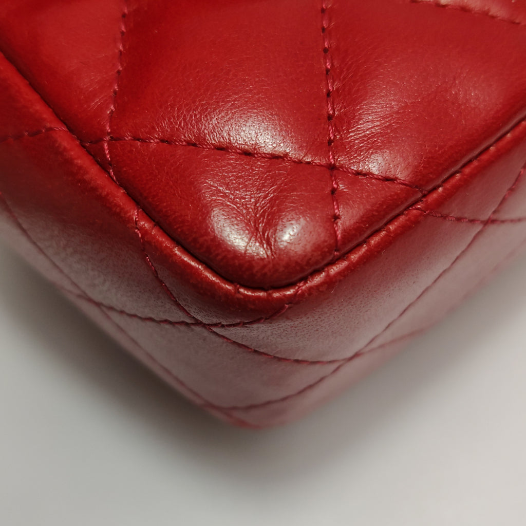 Chanel Single Flap Lambskin East West Red