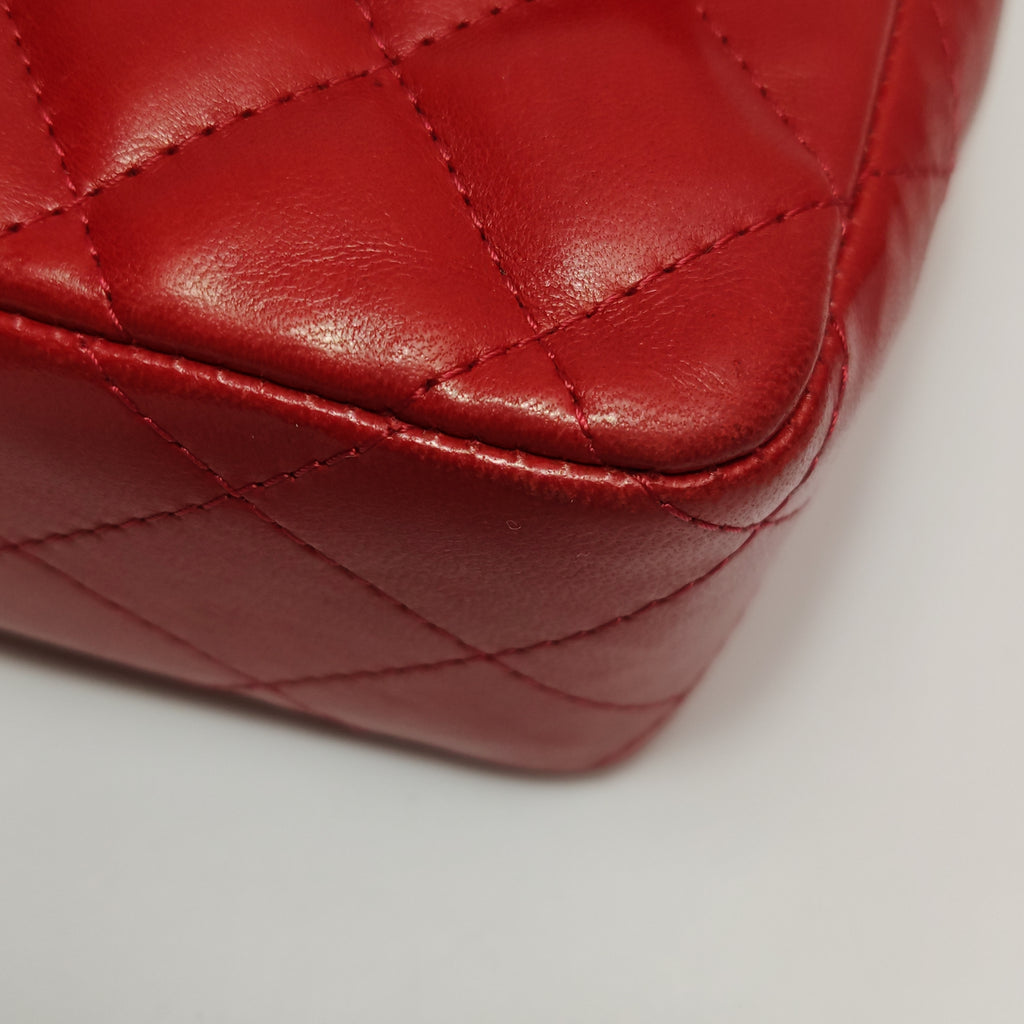 Chanel Single Flap Lambskin East West Red