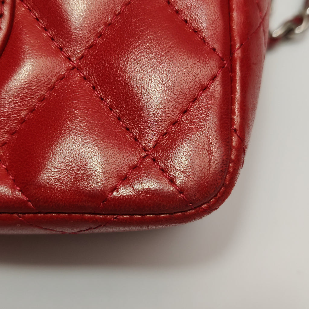 Chanel Single Flap Lambskin East West Red