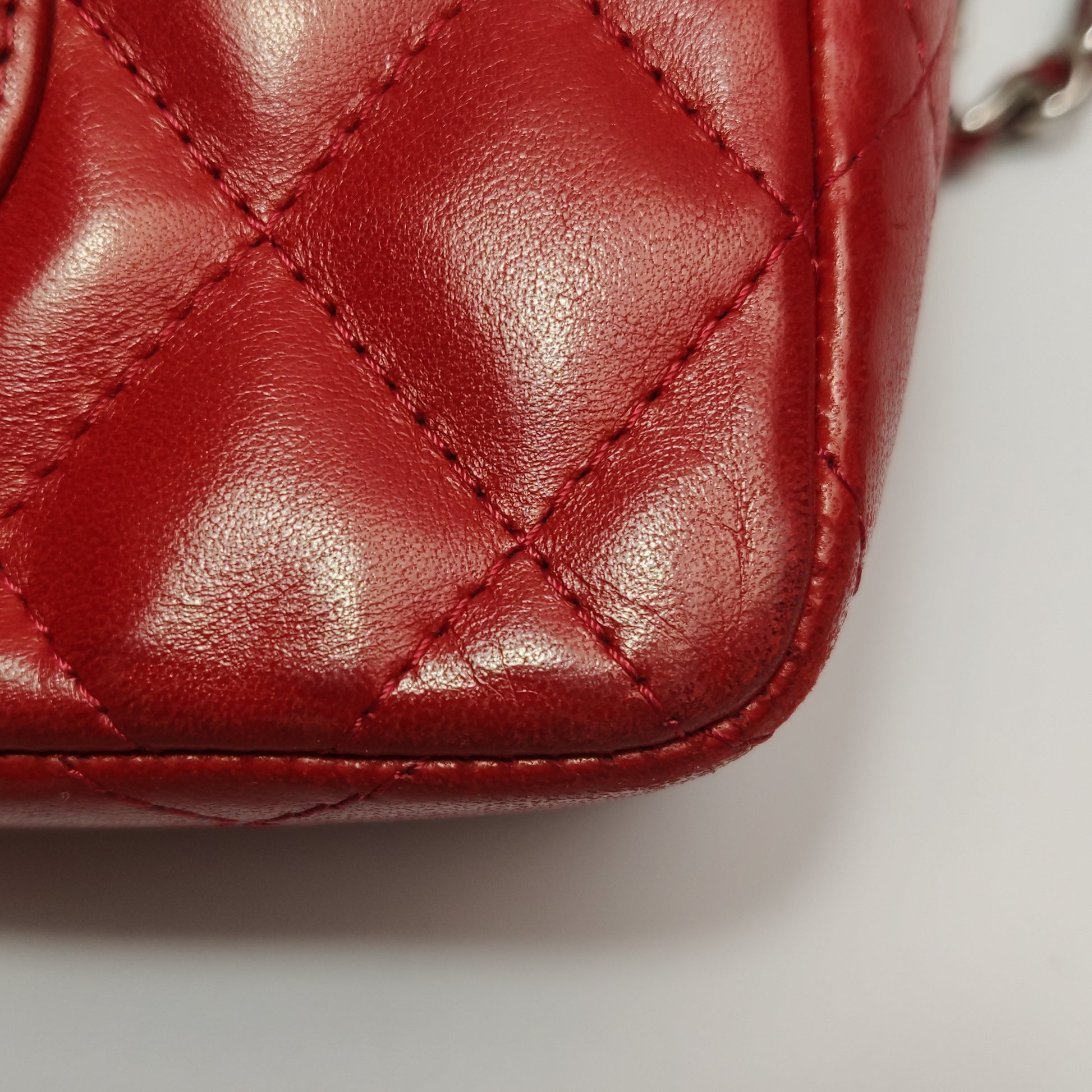 Chanel Single Flap Lambskin East West Red