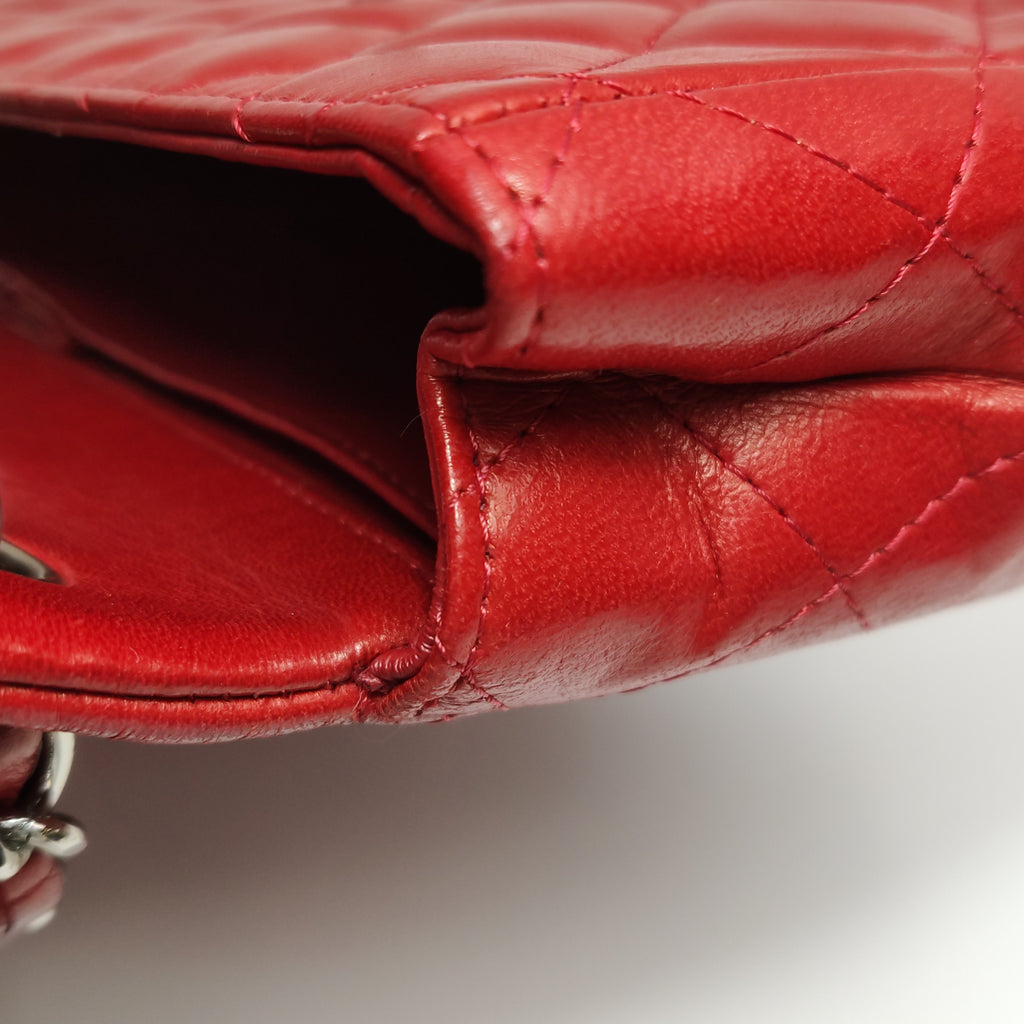 Chanel Single Flap Lambskin East West Red
