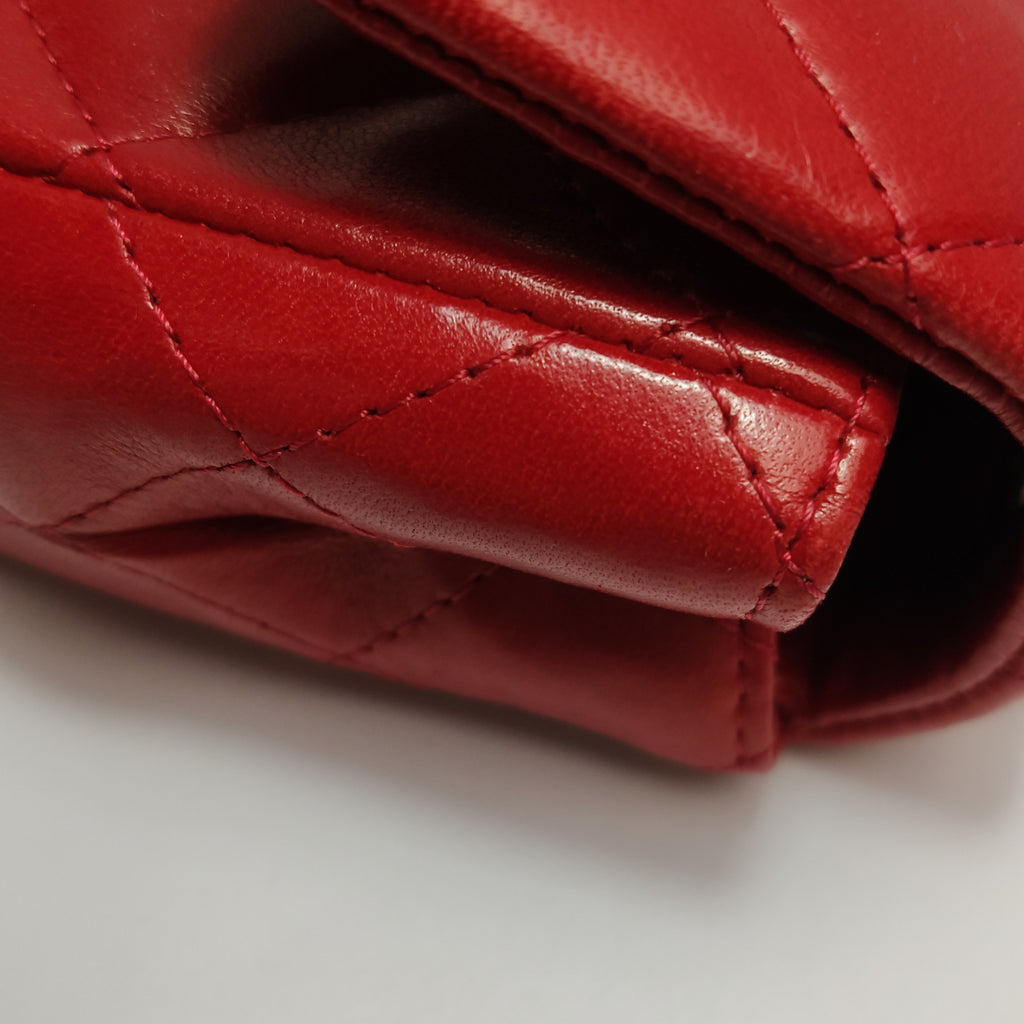 Chanel Single Flap Lambskin East West Red