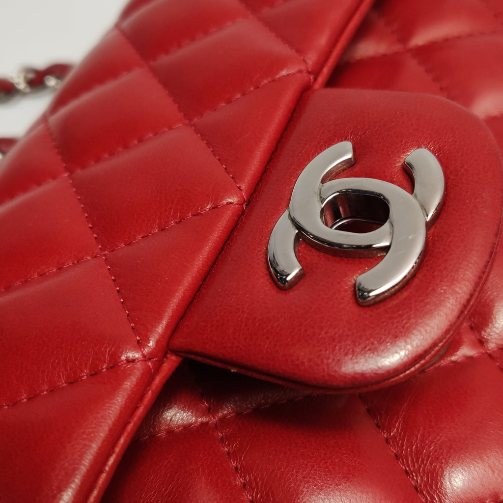 Chanel Single Flap Lambskin East West Red