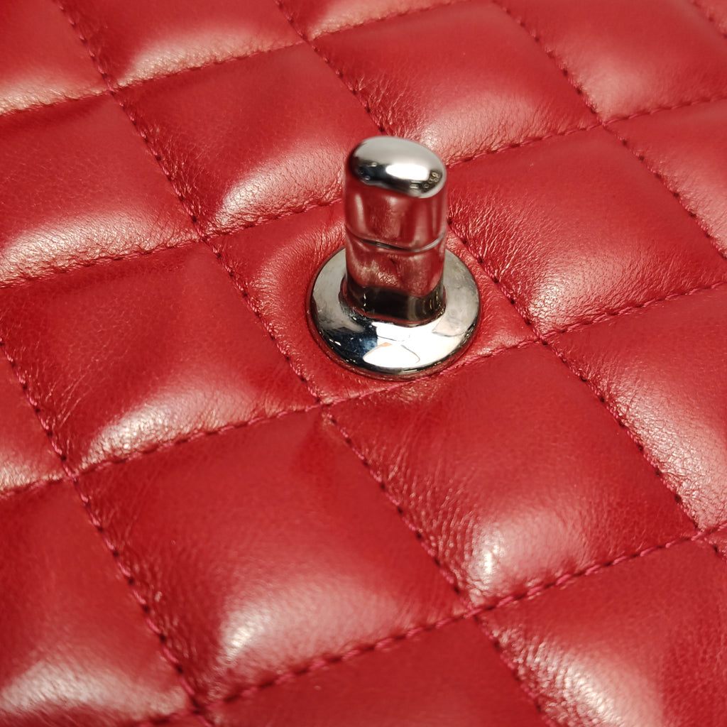 Chanel Single Flap Lambskin East West Red
