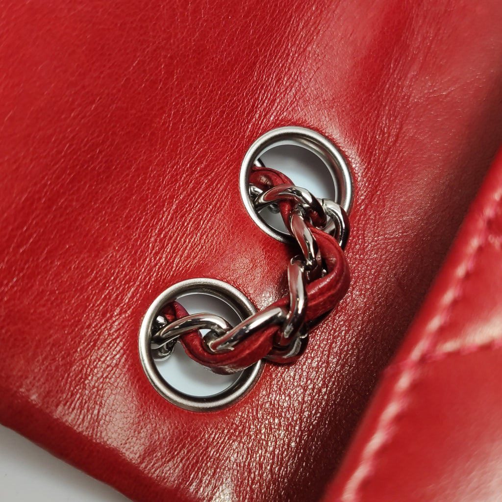 Chanel Single Flap Lambskin East West Red
