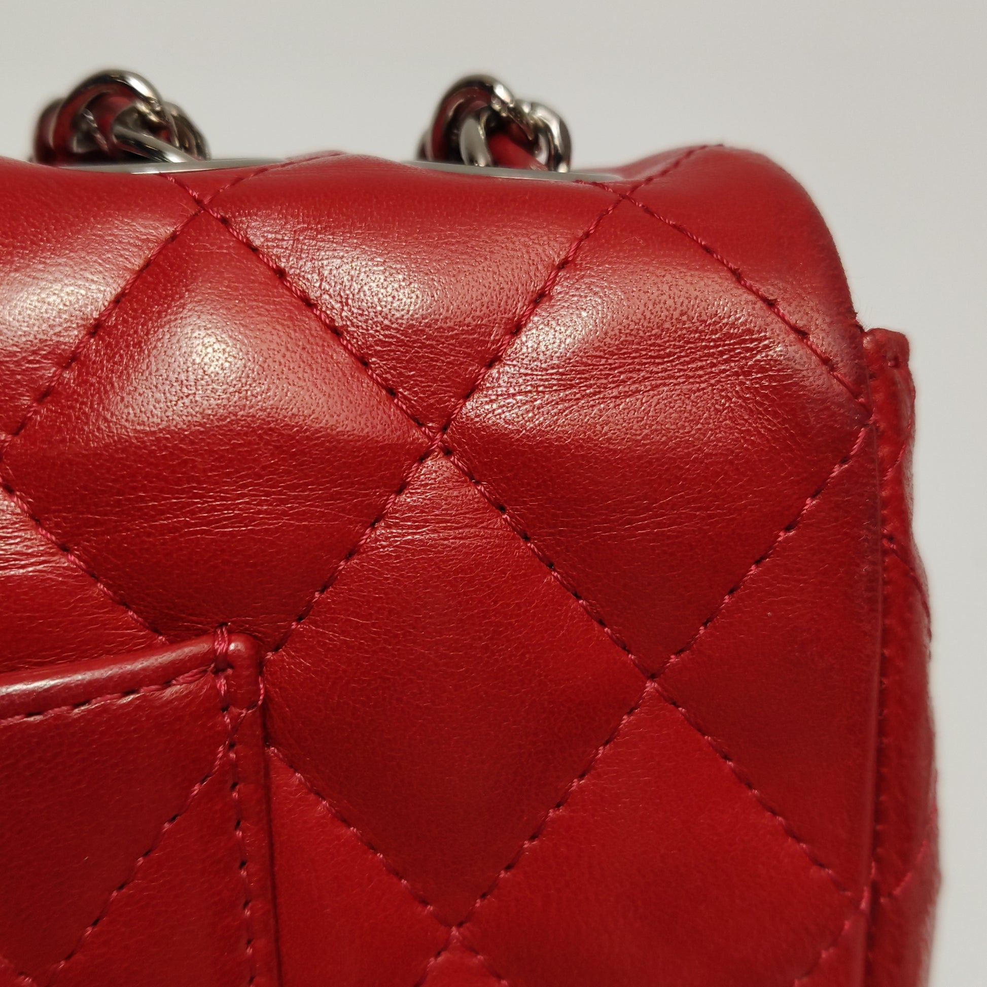 Chanel Single Flap Lambskin East West Red