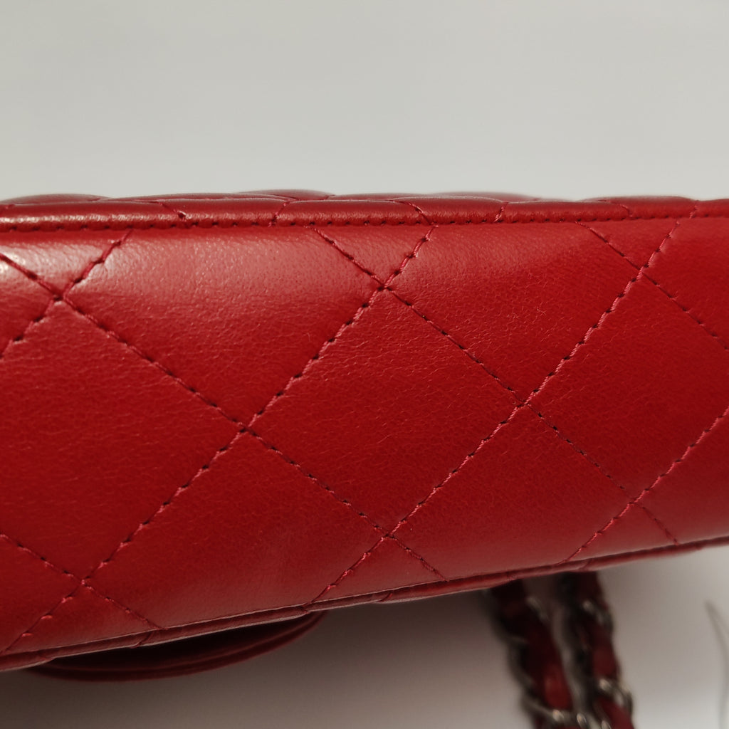 Chanel Single Flap Lambskin East West Red