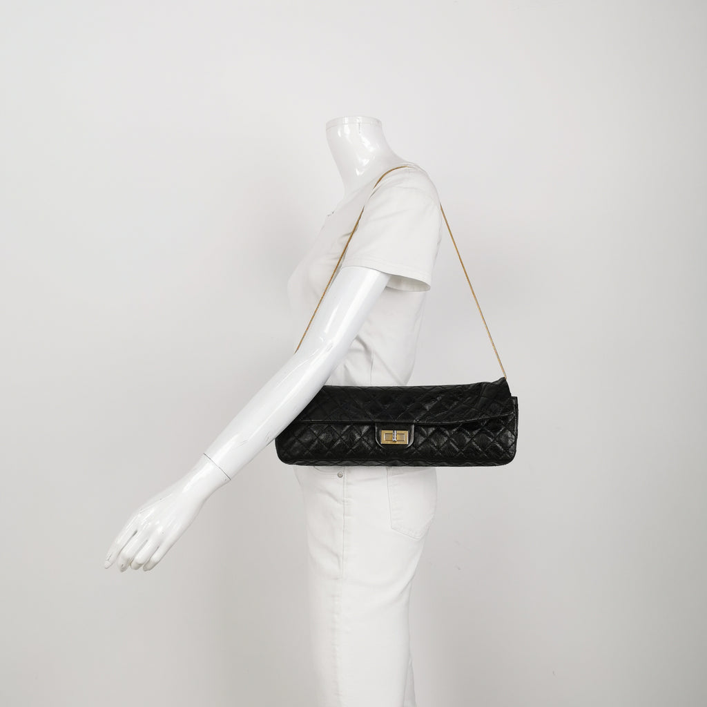 Chanel East West Reissue Flap Bag Quilted Glazed Calfskin