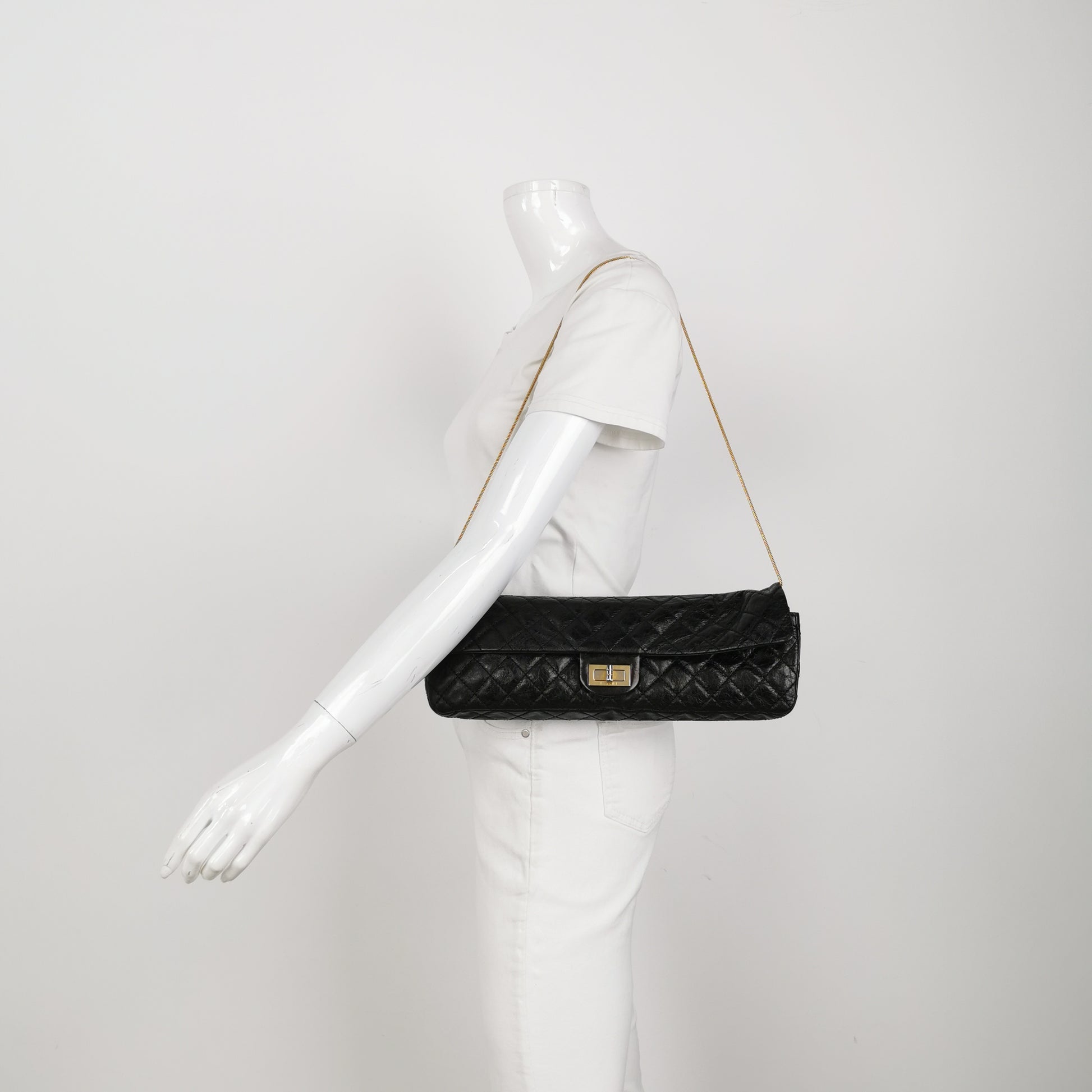 Chanel East West Reissue Flap Bag Quilted Glazed Calfskin