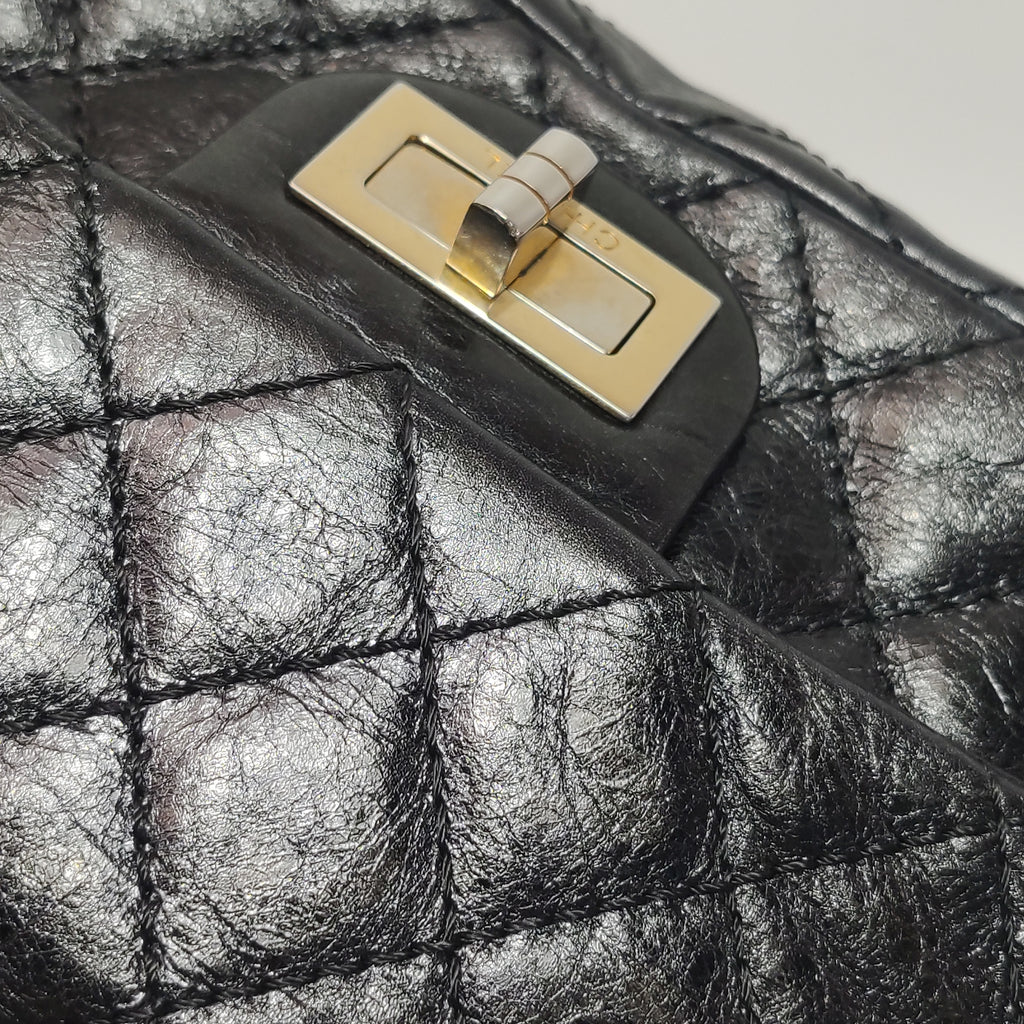 Chanel East West Reissue Flap Bag Quilted Glazed Calfskin