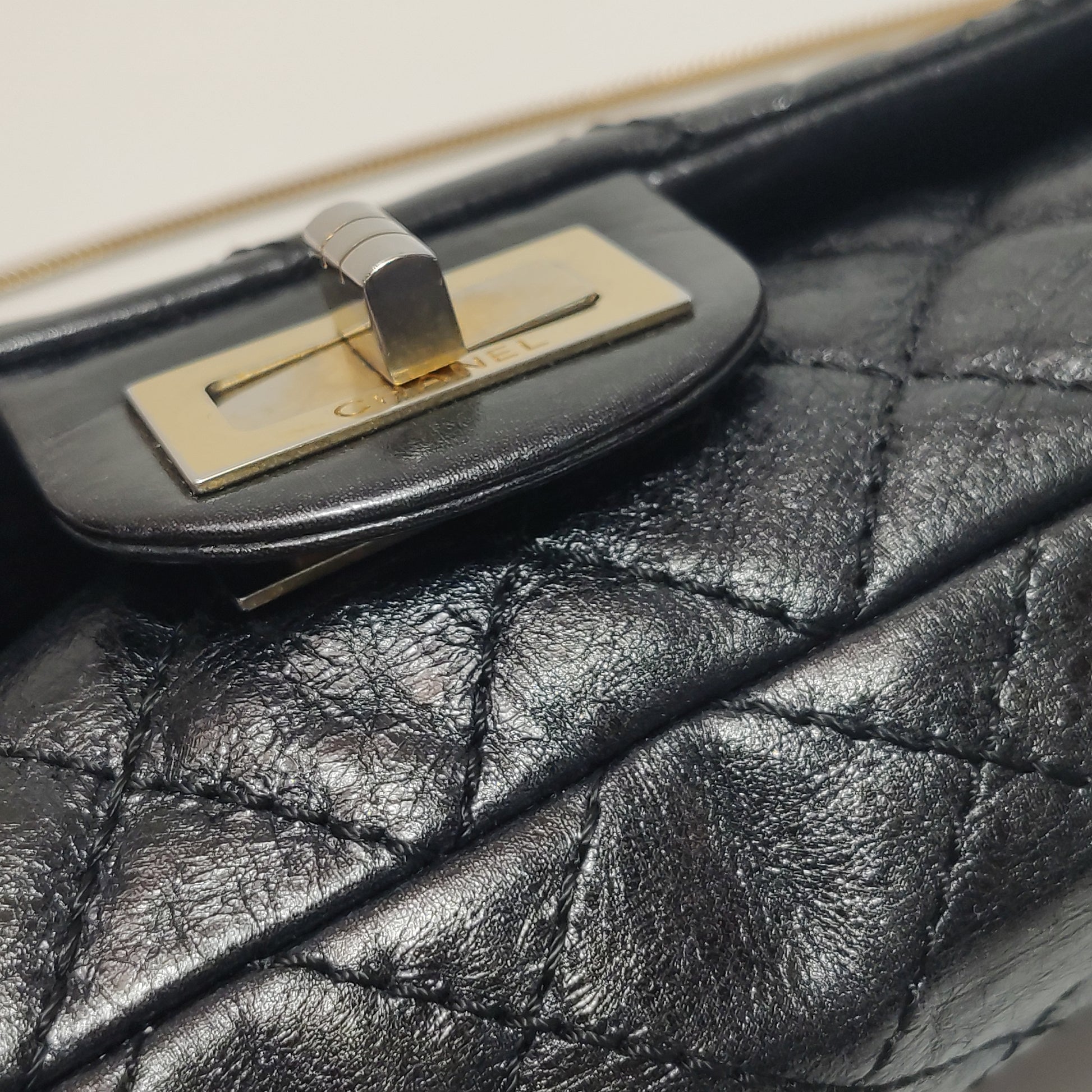 Chanel East West Reissue Flap Bag Quilted Glazed Calfskin