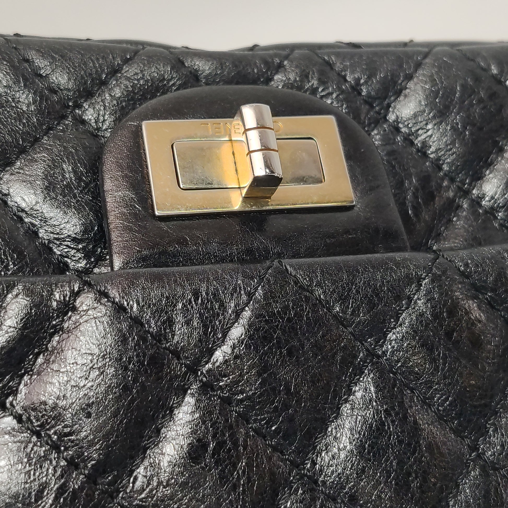 Chanel East West Reissue Flap Bag Quilted Glazed Calfskin