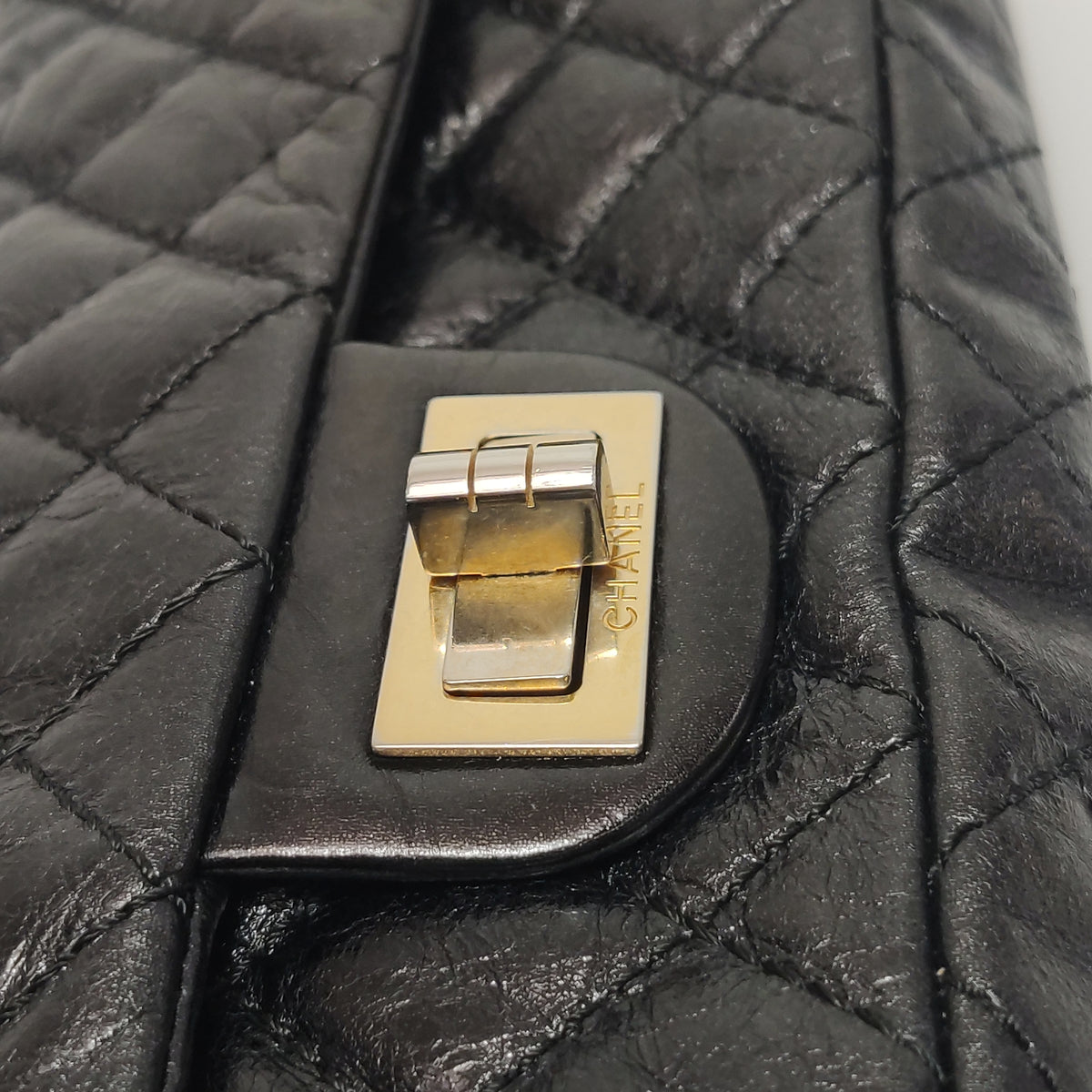 Chanel East West Reissue Flap Bag Quilted Glazed Calfskin