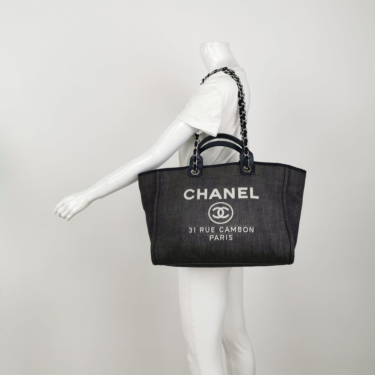 Chanel Deauville Medium Tote Dark Blue
