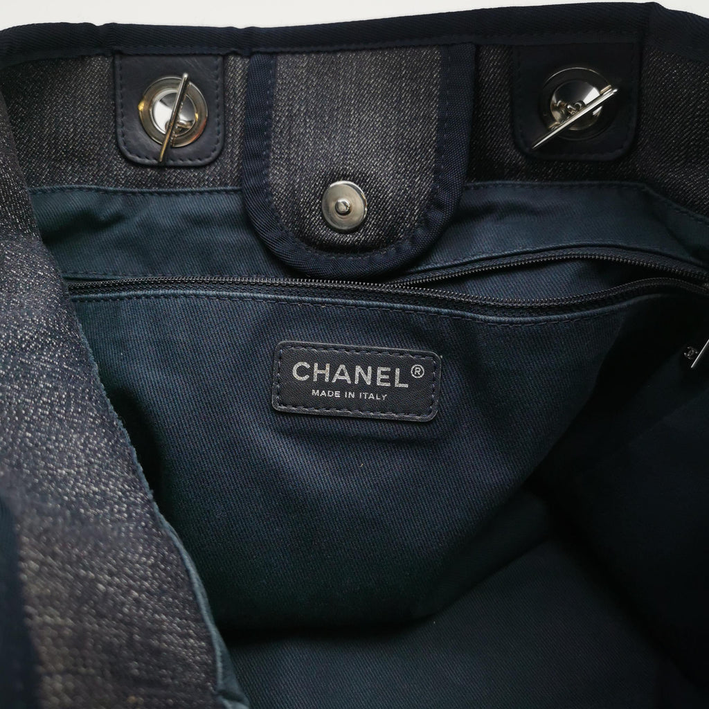 Chanel Deauville Medium Tote Dark Blue