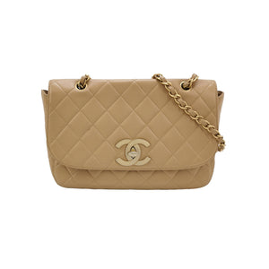 Chanel Single Flap Quilted Caviar Beige
