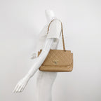 Chanel Single Flap Quilted Caviar Beige