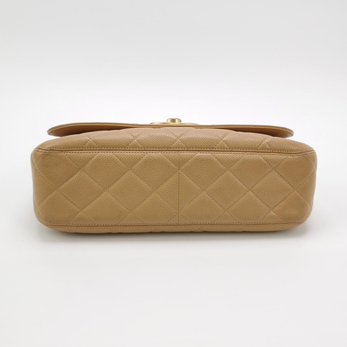 Chanel Single Flap Quilted Caviar Beige