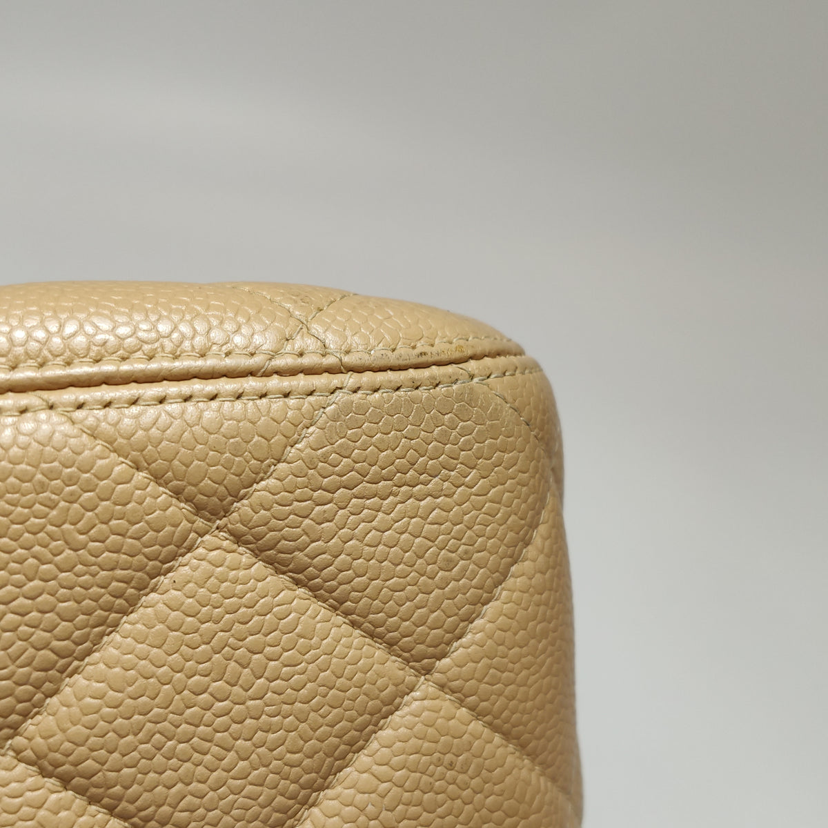 Chanel Single Flap Quilted Caviar Beige