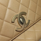 Chanel Single Flap Quilted Caviar Beige
