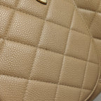 Chanel Single Flap Quilted Caviar Beige