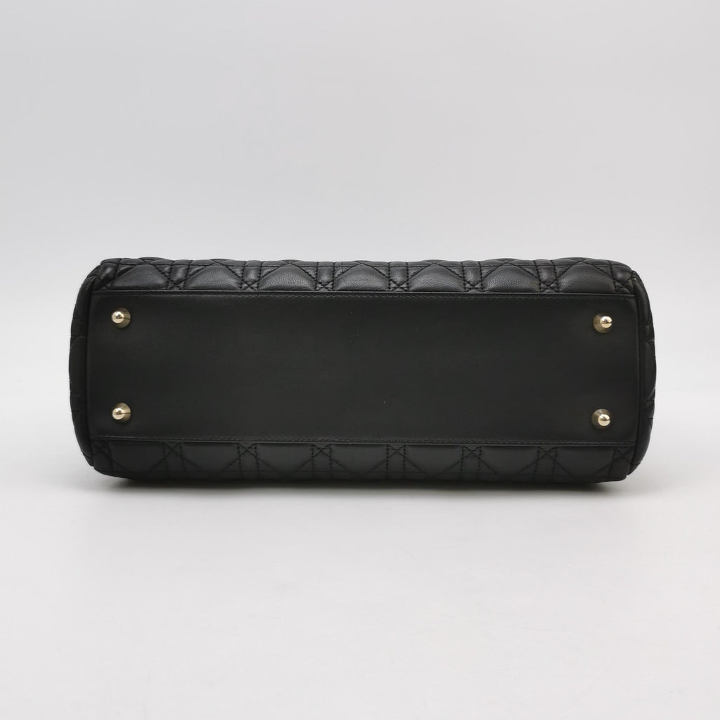 Dior Black Cannage Quilted Lambskin Soft Zipped Tote Bag
