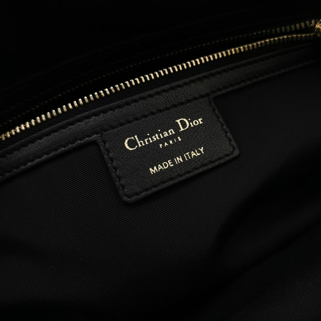Dior Black Cannage Quilted Lambskin Soft Zipped Tote Bag