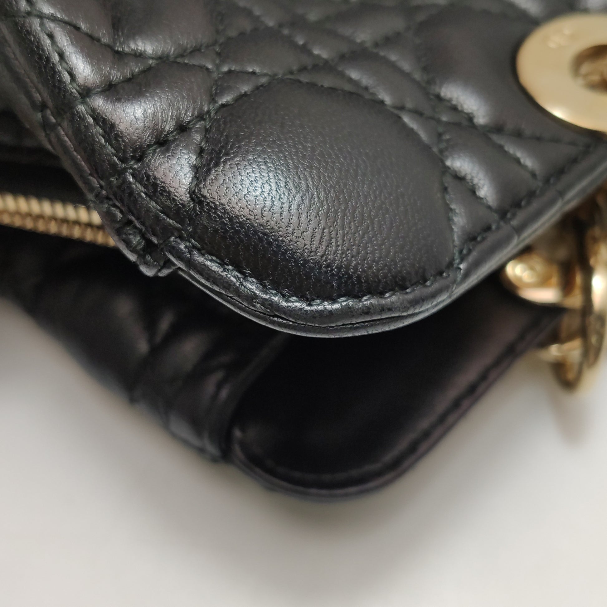 Dior Black Cannage Quilted Lambskin Soft Zipped Tote Bag