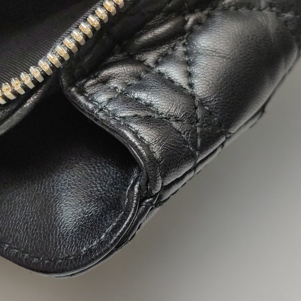 Dior Black Cannage Quilted Lambskin Soft Zipped Tote Bag